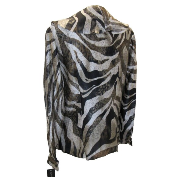 Anne Klein Suit 100% Silk Womens Size 12 Animal Abstract Print Blouse Ruffle VTG - Picture 5 of 11